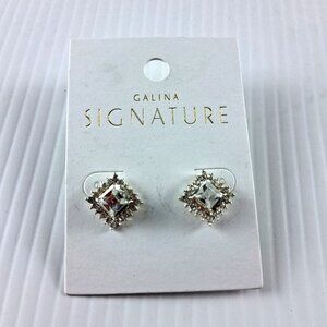 Galina Signature Silver Tone Cubic Zirconia Stud Earrings Fashion Jewelry